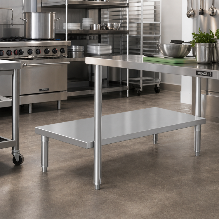 Product image #2 for Eagle Group 48-Inch x 24-1/8-Inch Dishtable Undershelf, 18-Gauge 400 Series Stainless Steel