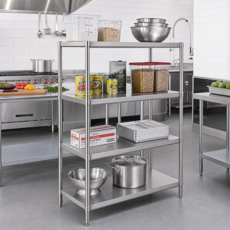 Product image #2 for John Boos Stainless Steel Dry Storage Shelving Unit with 3 Adjustable Shelves, 54 x 24 x 60 Inches