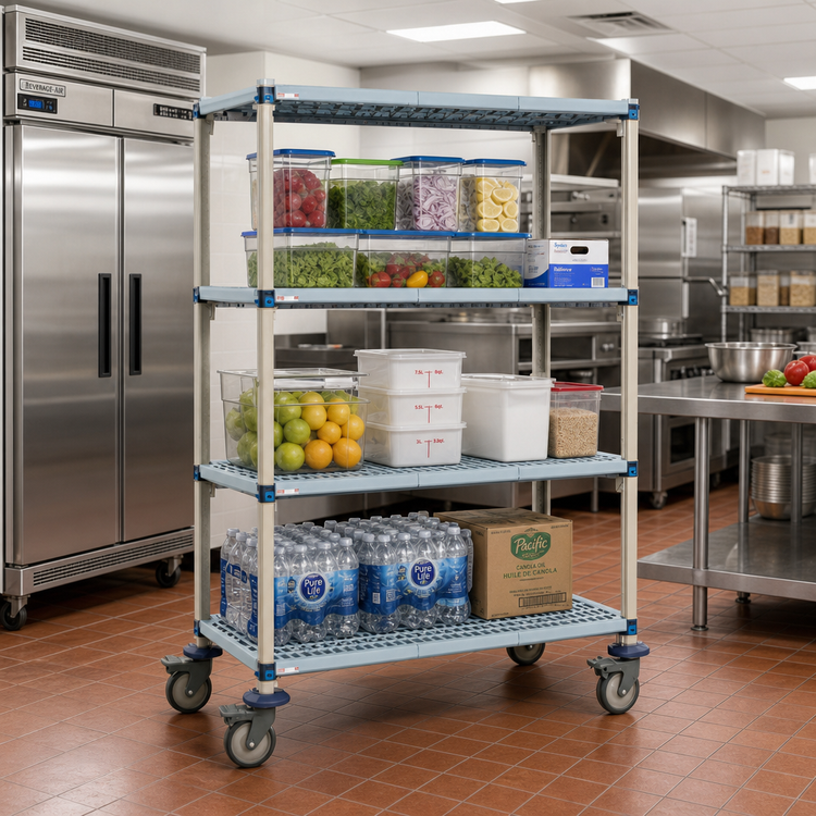 Product image #2 for MetroMax Q 4-Shelf Mobile Shelving Starter Unit with 5-Inch Casters, 36W x 21D x 67-5/16H