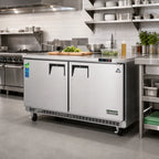 Thumbnail image #2 for Everest Refrigeration ETBWR2 Two-Section Undercounter Worktop Refrigerator, 18 Cu. Ft., 59-1/4"W, Solid Doors, Self-Contained Rear-Mounted R290