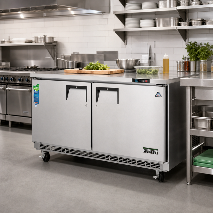 Product image #2 for Everest Refrigeration ETBWR2 Two-Section Undercounter/Worktop Refrigerator, 18 Cu. Ft., Rear-Mounted Self-Contained R290, Stainless Steel