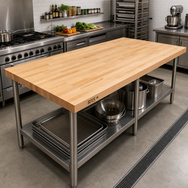 Product image #2 for John Boos 96 x 48 Inch Edge Grain Laminated Northern Hard Rock Maple Work Table Top