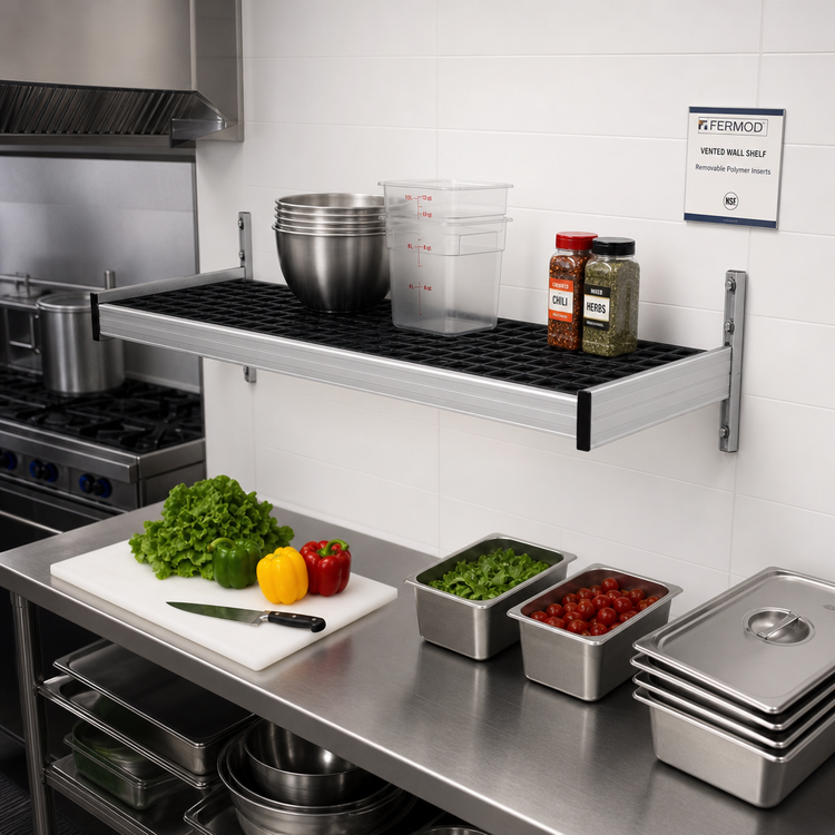 Product image #2 for Fermod Vented Wall Shelf with Removable Polymer Inserts, 59 Inch W x 18 Inch D