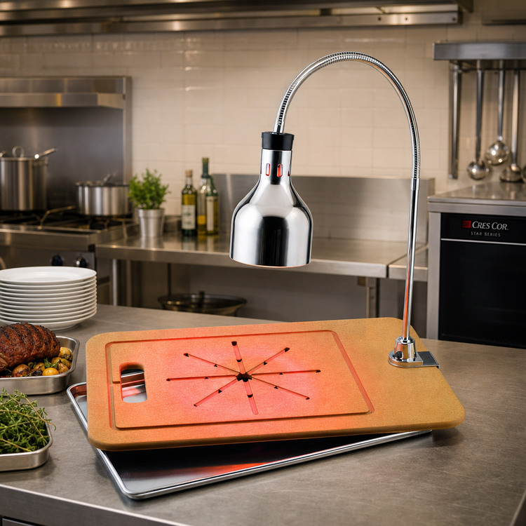 Product image #2 for Cres Cor Star Series Countertop Carving Station with Heated Base, 250 Watt Heat Lamp, and Polished Nickel Hood