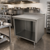 Thumbnail image #2 for Advance Tabco 72 Inch x 24 Inch 14-Gauge 304 Stainless Steel Work Table with Open Front Cabinet Base and 5-Inch Backsplash