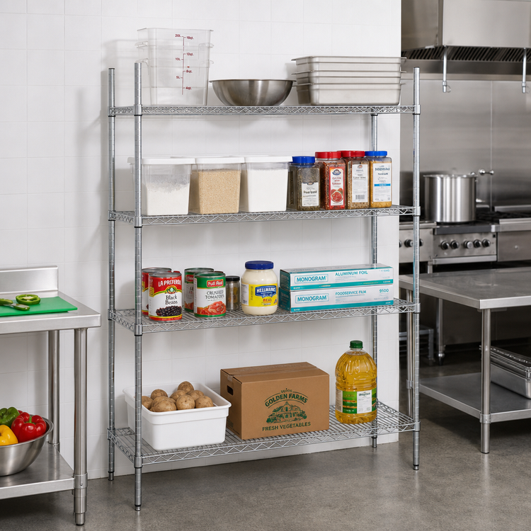 Product image #2 for Advance Tabco Special Value Series 60-Inch Wide Chrome Wire Shelving Unit, 24-Inch Deep x 74-Inch High