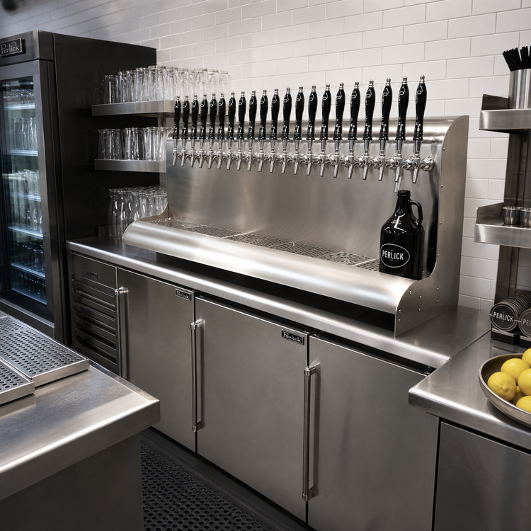Product image #2 for Perlick 3076-19 19-Faucet Wall Mount Air-Cooled Modular Draft Beer Dispensing Tower