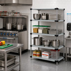 Thumbnail image #2 for Quantum WRS4-63-2136SS Solid Stainless Steel Shelving Starter Kit, 4 Shelves, 36"W x 21"D x 63"H
