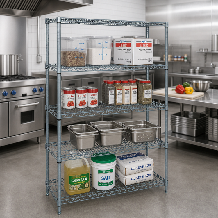 Product image #2 for Quantum 36 x 30 x 54 Inch Gray Epoxy Antimicrobial Wire Shelving Starter Kit with 4 Shelves