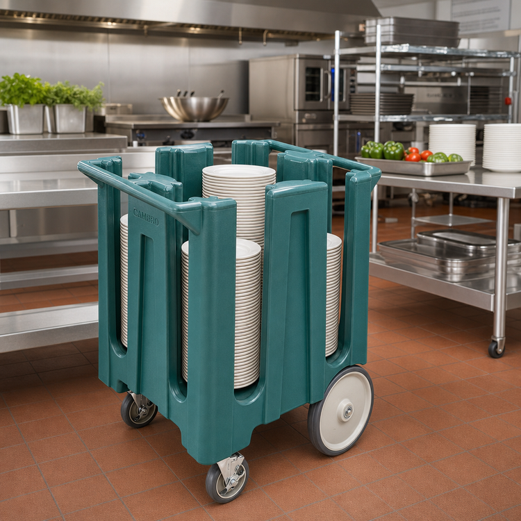 Product image #3 for Cambro DC825 4-Column Poker Chip Dish Caddy Cart for 8-1/4-Inch Plates