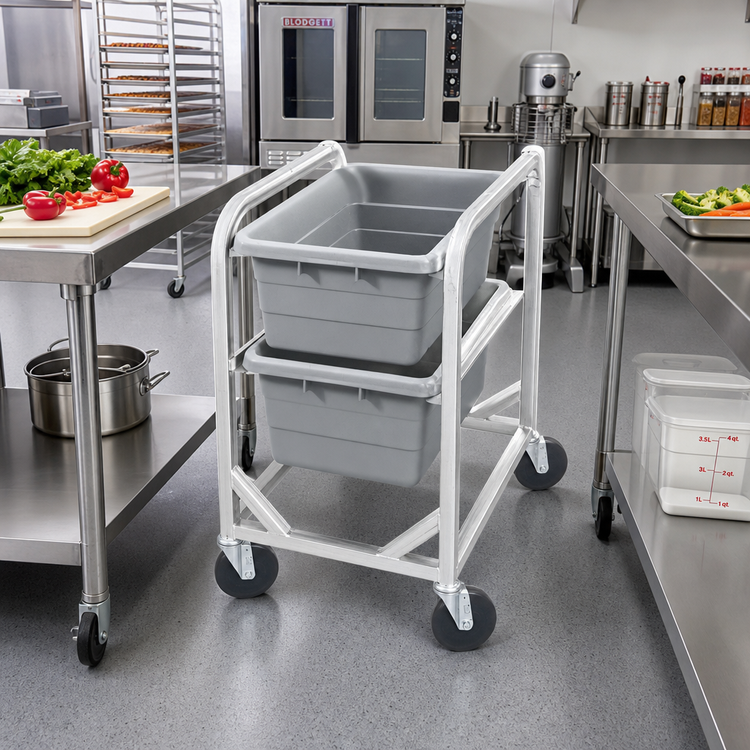 Product image #2 for All-Welded Extra Heavy-Duty Aluminum 2-Lug End-Load Rack with 5-Inch Swivel Stem Casters