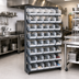 Thumbnail image #2 for Quantum Sloped Single-Sided Steel Pick Rack with 8 Shelves and 40 Clear Bins