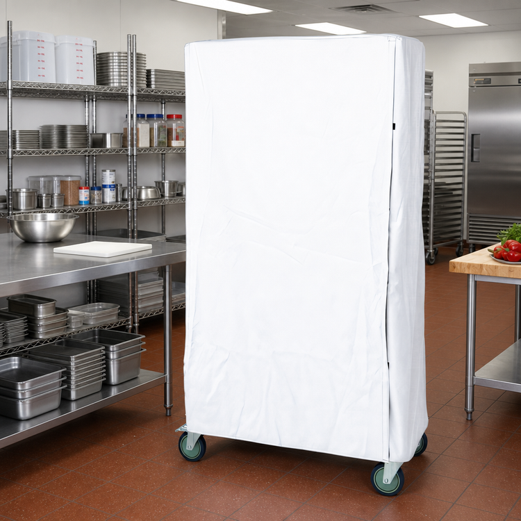 Product image #2 for Quantum Wire Cart Cover for 72 x 18 x 63 Inch Wire Carts, White Nylon with Velcro Flap