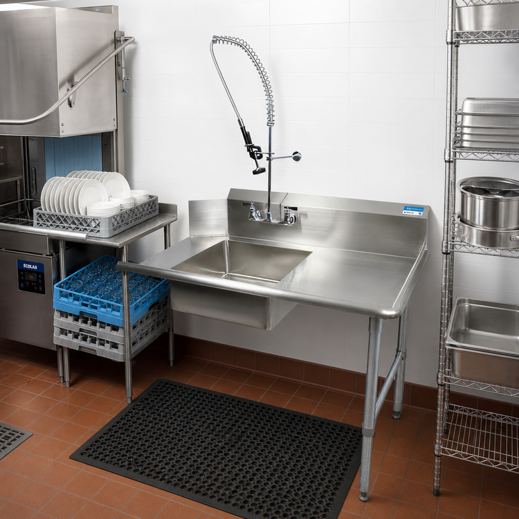 Product image #2 for BK Resources 72-Inch Straight Stainless Steel Soiled Dish Table with Right-to-Left Operation and Pre-Rinse Sink