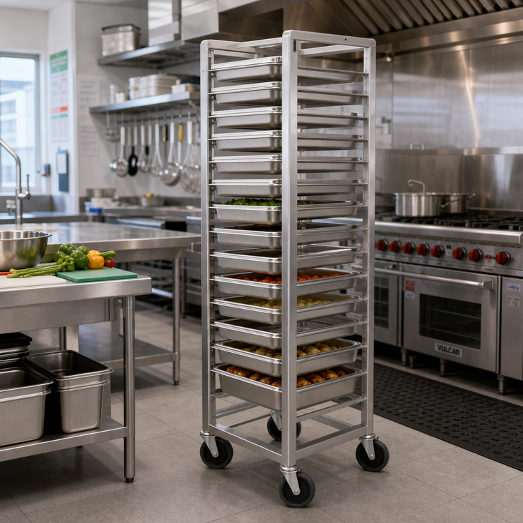 Product image #2 for Channel Stainless Steel 12 x 20 Steam Table Pan Rack, End Load, 19-Pan Capacity, 70.5-Inch High