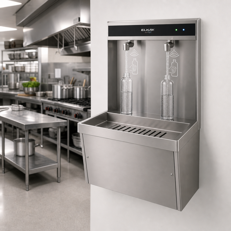 Product image #2 for Wall-Mounted Still Water Bottle Filler Station with Double Hands-Free Electronic-Eye Faucets