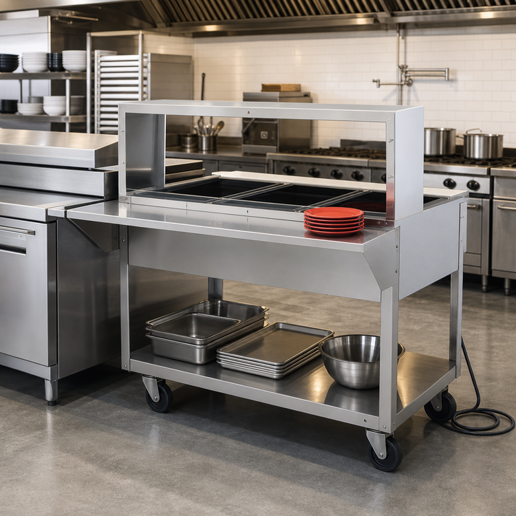 Product image #2 for ServeWell Fixed Customer-Side Plate Rest, 32 x 8 x 1 Inch, 300 Series Stainless Steel
