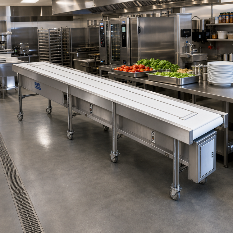 Product image #2 for Dinex DXIESFB10 10 Foot Fabric Belt Tray Make-Up Conveyor