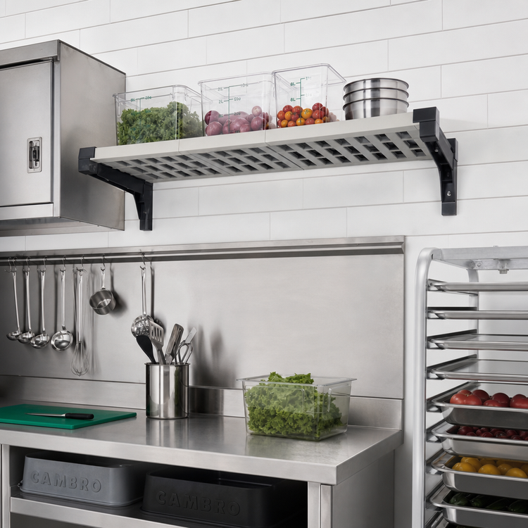 Product image #2 for Cambro Camshelving Elevation Wall-Mounted Add-On Shelf Kit, 21 x 24 Inches, Vented, Brushed Graphite