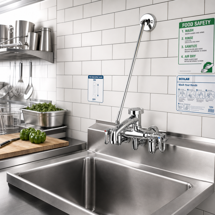 Product image #2 for T&S Brass B-0667-POLM Adjustable Wall-Mount Service Sink Faucet with Vacuum Breaker Nozzle and Pail Hook