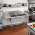 Thumbnail image #2 for BK Resources Three-Compartment Stainless Steel Sink with Left and Right Drainboards, 102 Inch