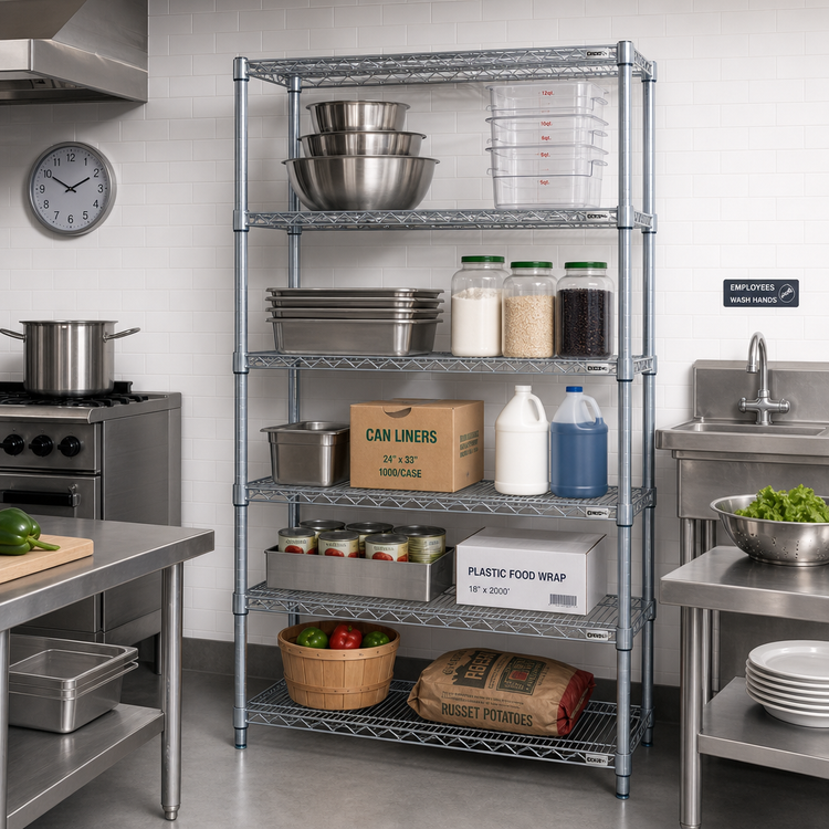 Product image #3 for Quantum 54"W x 18"D x 86"H Stationary 5-Shelf Wire Shelving Starter Kit