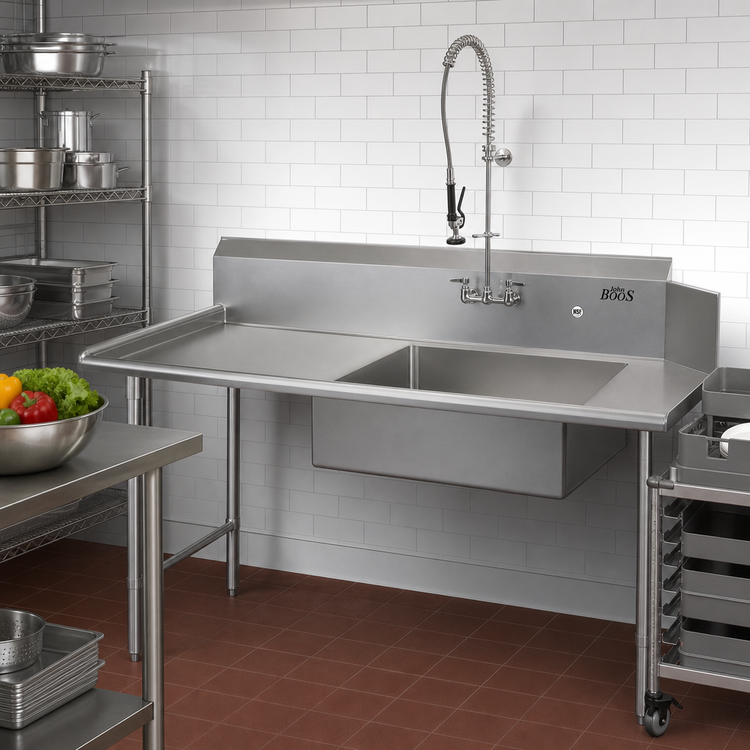 Product image #2 for John Boos Pro-Bowl Straight Soiled Dishtable with Left-to-Right Operation and 20 x 20 x 8 Inch Sink Bowl, 120 Inch