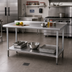Thumbnail image #2 for Advance Tabco Special Value Series 84-Inch x 24-Inch 304 Stainless Steel Work Table with 1-1/2-Inch Rear Splash and Adjustable Undershelf