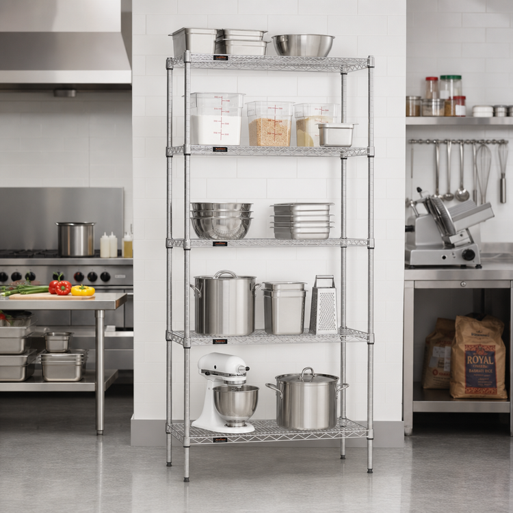 Product image #2 for Eagle Group 5-Tier Starter Wire Shelving Unit, 30W x 18D x 74H, Stainless Steel Finish