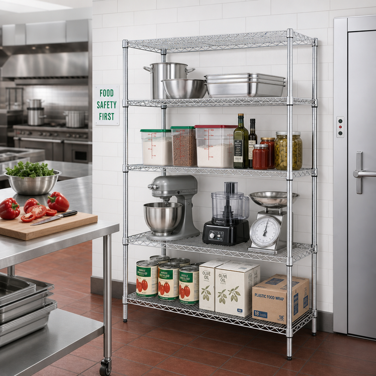 Product image #2 for Redipak 4-Tier Stationary Wire Shelving Unit, 60W x 24D x 74H, Chrome Finish