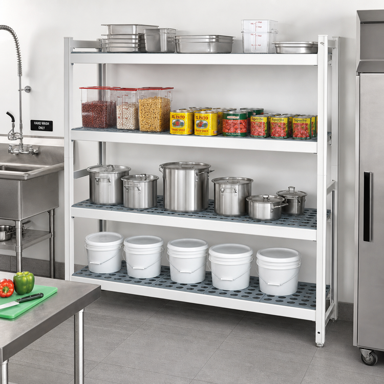 Product image #2 for Fermostock 4-Tier Stationary Starter Polymer Shelving Unit, 68"W x 18"D x 83"H