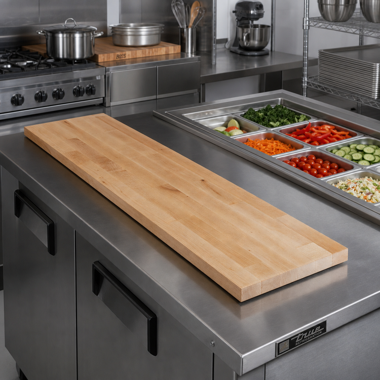 Product image #2 for John Boos L059-O L-O Steam Table Cutting Board, 72 x 12 x 1-1/4 Inch, Edge Grain Northern Hard Rock Maple