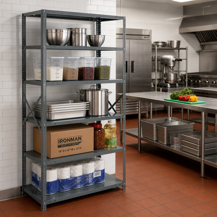 Product image #2 for IRONMAN Open Steel Shelving Unit, 5-Shelf, 18 x 42 x 39 Inches