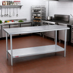 Thumbnail image #2 for Duke Manufacturing 316-36108 108-Inch Stainless Steel Work Table, 36-Inch Deep, Open Base with Galvanized Undershelf, No Backsplash