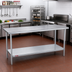 Thumbnail image #2 for Duke 108-Inch Stainless Steel Work Table with Galvanized Undershelf, 36-Inch Deep, Without Backsplash