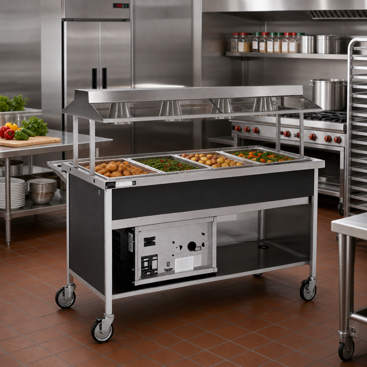 Product image #2 for Atlas Metal CAHC-4 Dual Temperature 4-Pan Mobile Hot/Cold Food Serving Counter
