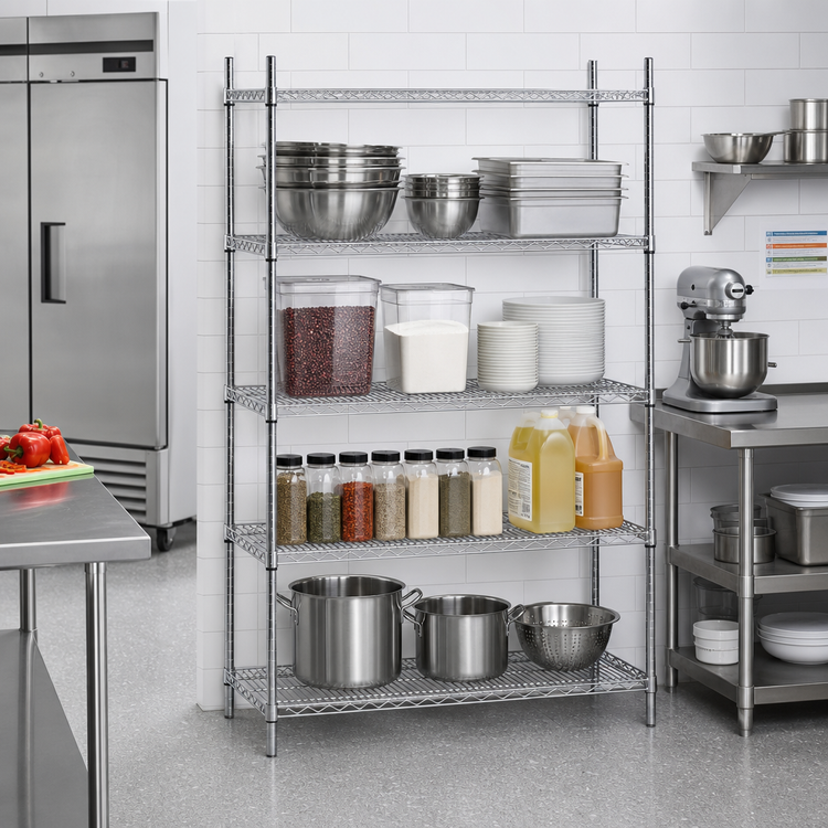 Product image #2 for Advance Tabco Special Value Series 42 Inch x 18 Inch x 74 Inch Chrome Wire Shelving Unit with 4 Shelves