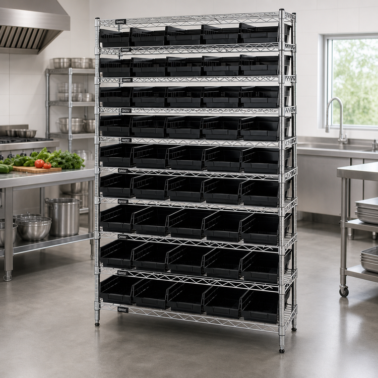 Product image #2 for Quantum Conductive Bin Wire Shelving System with 12 Shelves and 55 Bins