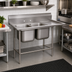 Thumbnail image #2 for Advance Tabco Regaline 2-Compartment Stainless Steel Sink with Right-Hand Drainboard, 20 x 28 Inch Bowls, 24 Inch Drainboard