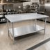 Thumbnail image #2 for John Boos Stallion 120-Inch x 30-Inch Stainless Steel Work Table with 1-1/2-Inch Rear Up-Turn and Adjustable Undershelf