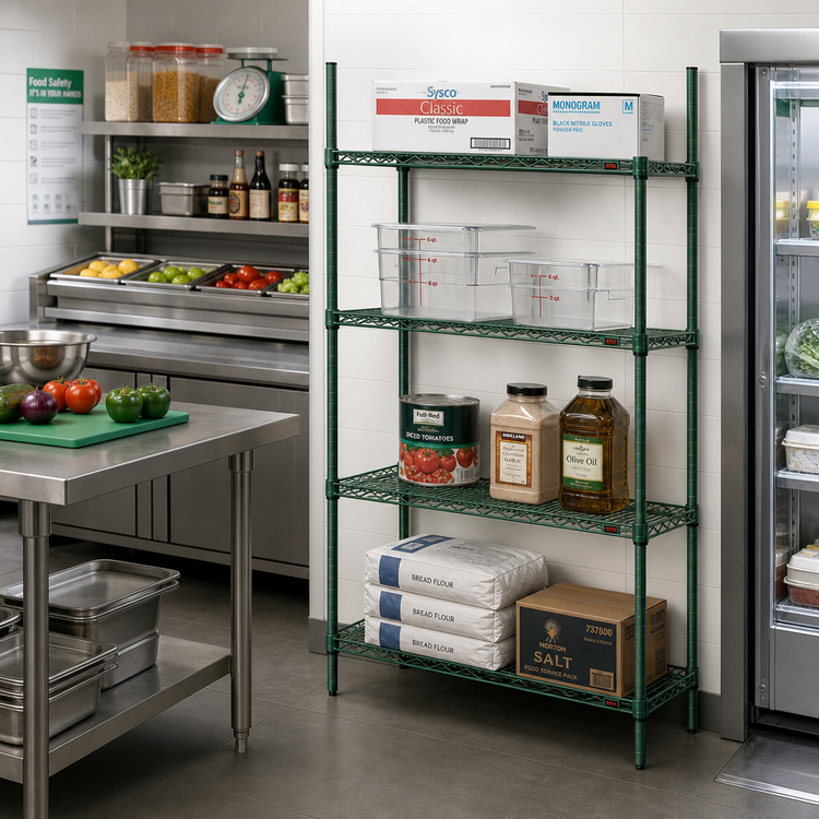 Product image #2 for Eagle Group Valu-Gard 4-Tier Add-On Wire Shelving Unit, 30 x 18 x 74 Inches, Green Epoxy