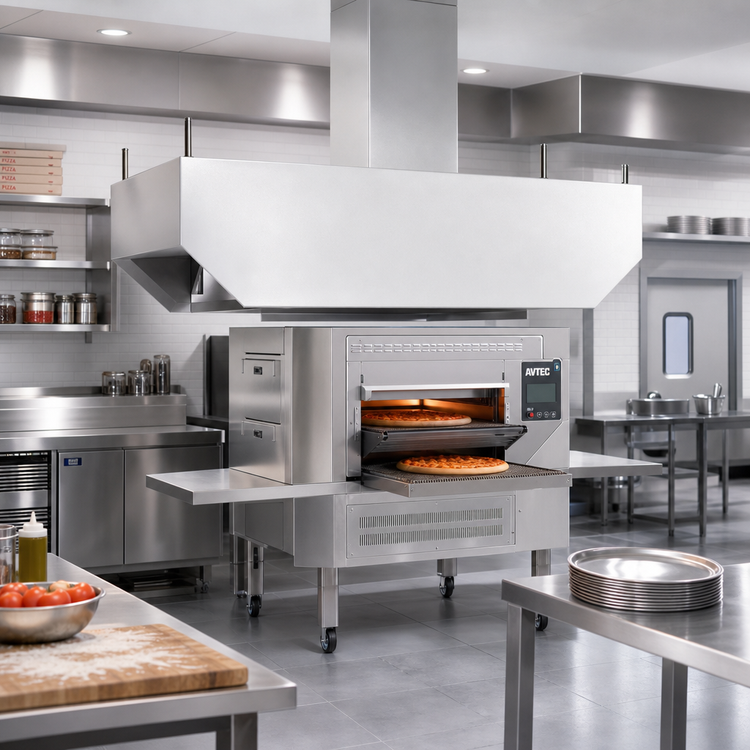 Product image #3 for Avtec SimpleSpec Island-Type Conveyor Pizza Oven Hood System, 113 x 42 x 24 Inches