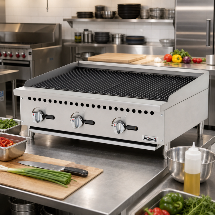 Product image #2 for Migali Competitor Series 36-Inch Countertop Natural Gas Radiant Charbroiler, 3-Burner