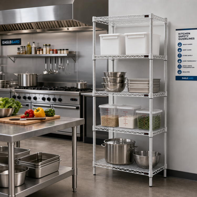 Product image #2 for EagleGard 4-Tier Add-On Wire Shelving Unit, 24 x 24 x 63 Inches, Hybrid Epoxy Finish
