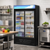 Thumbnail image #2 for Hoshizaki 38.26 Cu. Ft. Two-Section Glass Door Merchandiser Refrigerator with Sliding Doors, Black