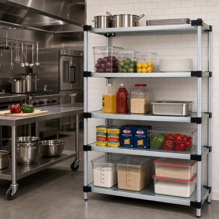 Product image #2 for Quantum 42"W x 18"D x 54"H Stationary Solid Shelving Starter Kit with 5 Solid Shelves