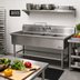 Thumbnail image #2 for John Boos Pro-Bowl 4-Compartment Stainless Steel Floor Model Sink with 24 x 24 x 12 Inch Compartments and 10 Inch Backsplash