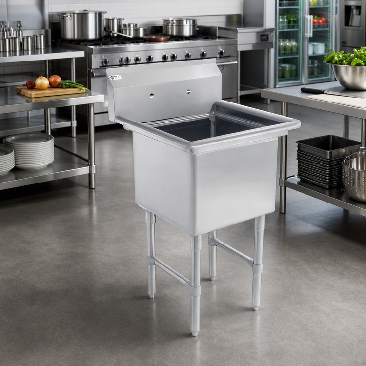 Product image #2 for Steel Works Stainless 1-Compartment 18-Gauge 304 Stainless Steel Sink with Legs
