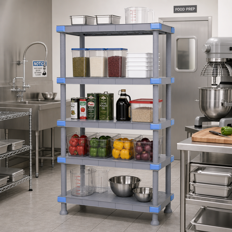 Product image #2 for Quantum Millenia 42"W x 24"D x 74"H 5-Shelf Solid Polymer Stationary Starter Shelving Unit