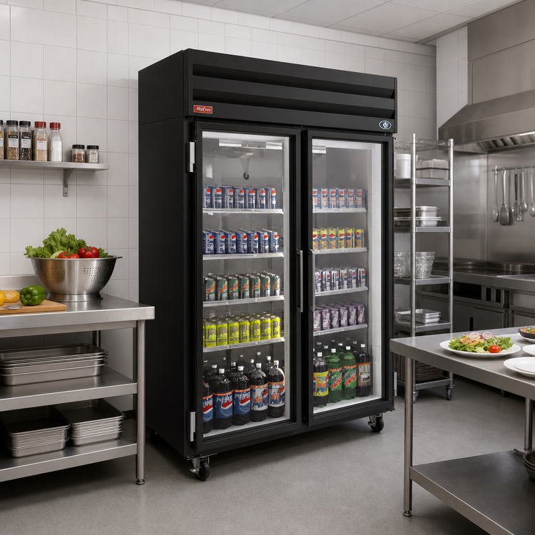 Product image #2 for Howard-McCray GR22-B One-Section Glass Door Merchandiser Refrigerator, 22 Cu. Ft., Black, Top Mount Self-Contained